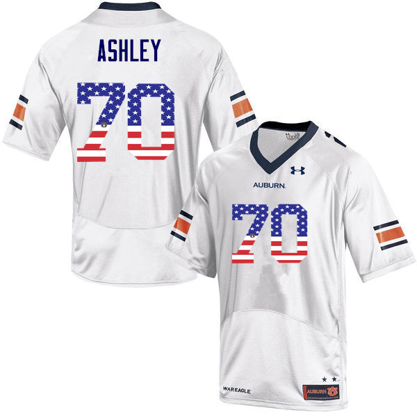 Auburn Tigers Men's Calvin Ashley #70 White Under Armour Stitched College USA Flag Fashion NCAA Authentic Football Jersey JGB4374OY